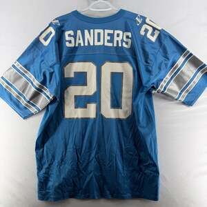 1603 Logo Athletic Barry Sanders Detroit Lions Jersey Size L 46-48 Blue